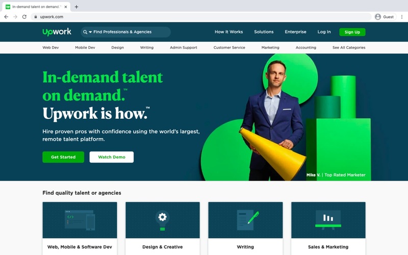 Upwork (upwork.com) là website tìm kiếm việc làm Freelancer hàng đầu 