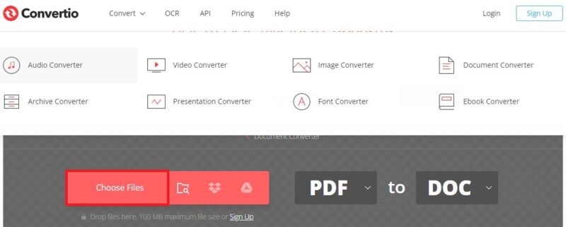 Chuyển đổi PDF sang Word trực tuyến với Convertio.co