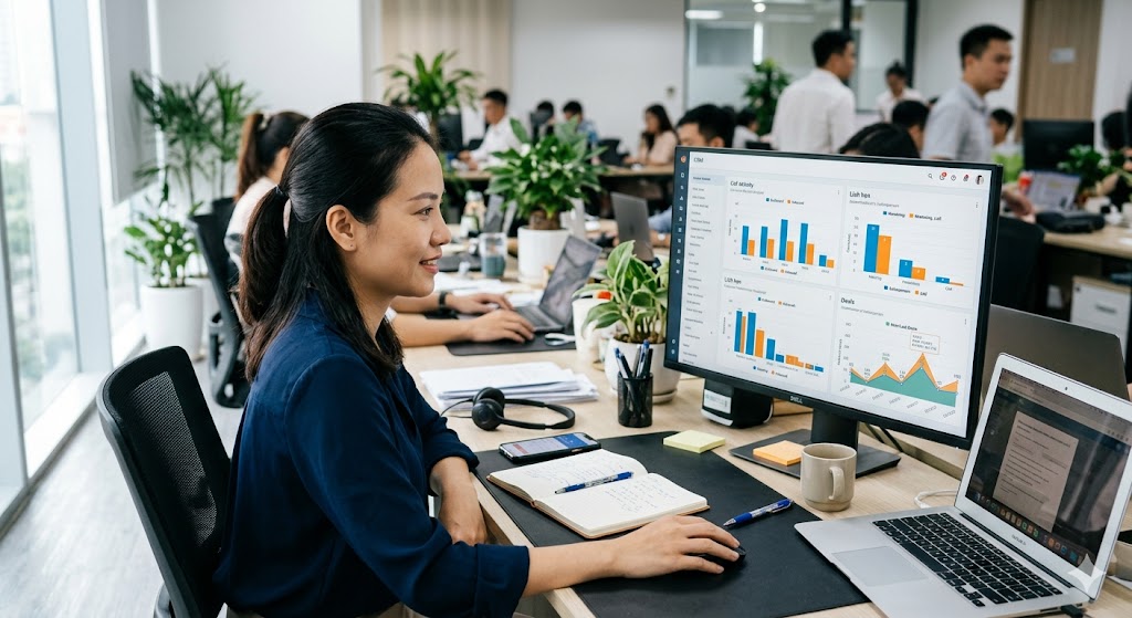 CRM báo cáo số cuộc gọi lịch hẹn deal