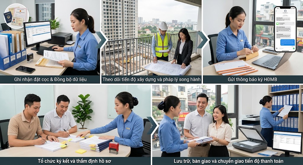 Hướng Dẫn Quản Lý Tiến Độ Ký HĐMB Dự Án BĐS Từ A - Z (Tải File Mẫu) 6 quy trinh 5 buoc quan ly tien do ky hdmb chuan hoa