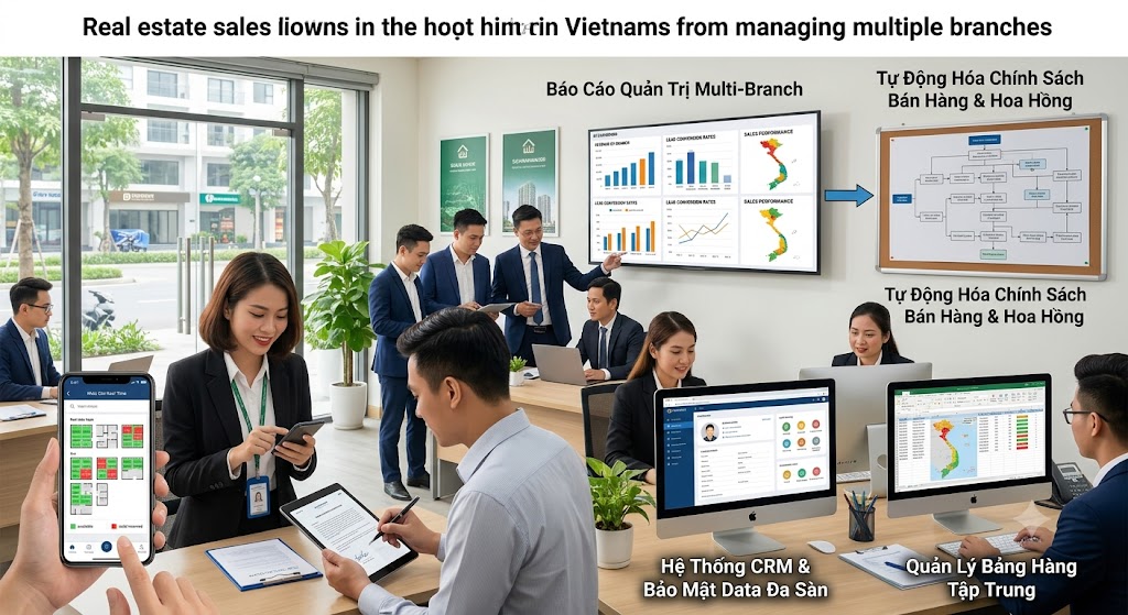 Ảnh 2: Các Tính Năng Key Của Phần Mềm Quản Lý Chuỗi Sàn Bất Động Sản