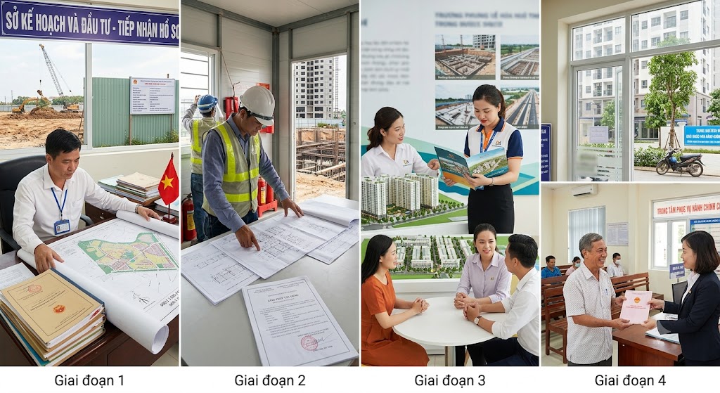 Ảnh 2: quy trình 4 giai đoạn quản lý pháp lý dự án bất động sản chuẩn