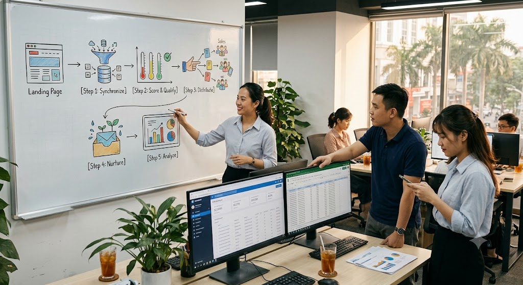 quy trinh 5 buoc quan ly lead tu landing page tu dong chuyen nghiep