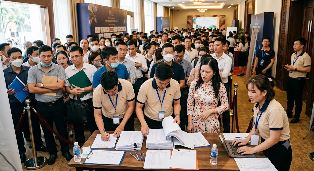 Ảnh 1: Thực Trạng & Thách Thức Khi Check-in Truyền Thống
