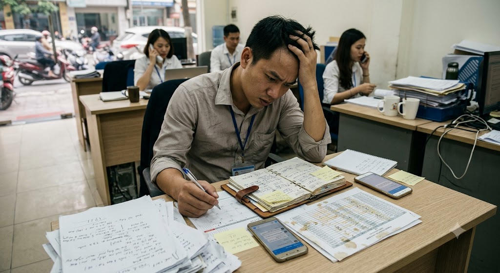  Ảnh 1: Thực trạng và nỗi đau khi quản lý lịch dẫn khách thủ công