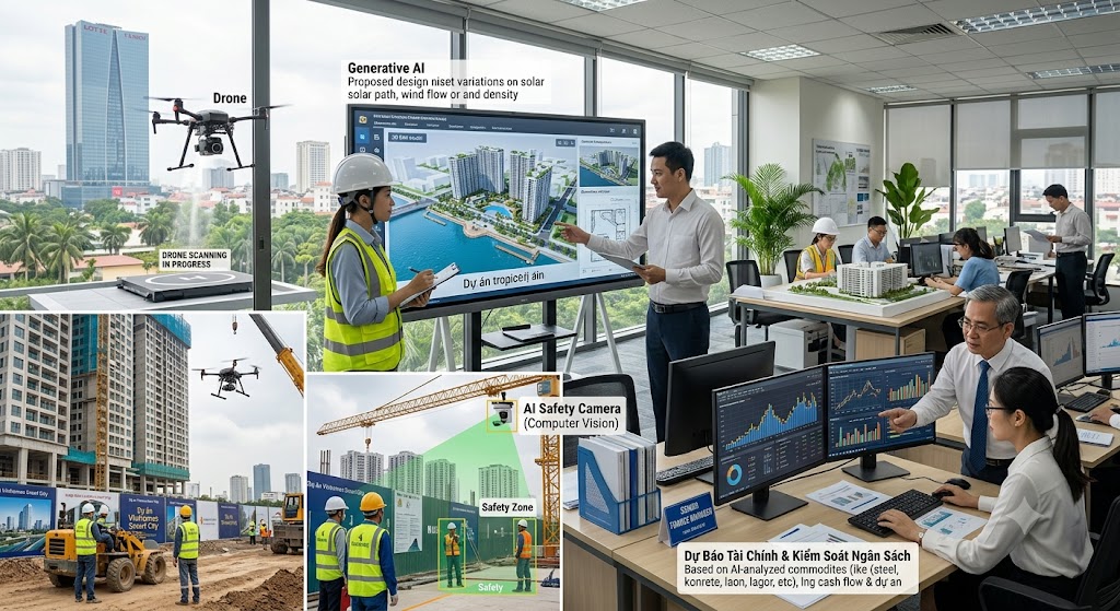 Quản Lý Dự Án Bất Động Sản Bằng AI: Giải Pháp & Lộ Trình Tối Ưu Tối Đa Chi Phí 5 Ảnh 2: Ứng Dụng Cốt Lõi Của AI Trong Quản Lý Dự Án Bất Động Sản