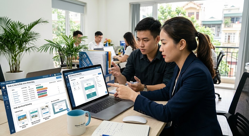Ảnh 2: các tính năng cốt lõi của phần mềm crm tích hợp gửi email hàng loạt cho khách bđs