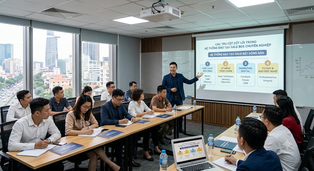 Ảnh 2: các trụ cột cốt lõi trong hệ thống đào tạo sale bđs chuyên nghiệp