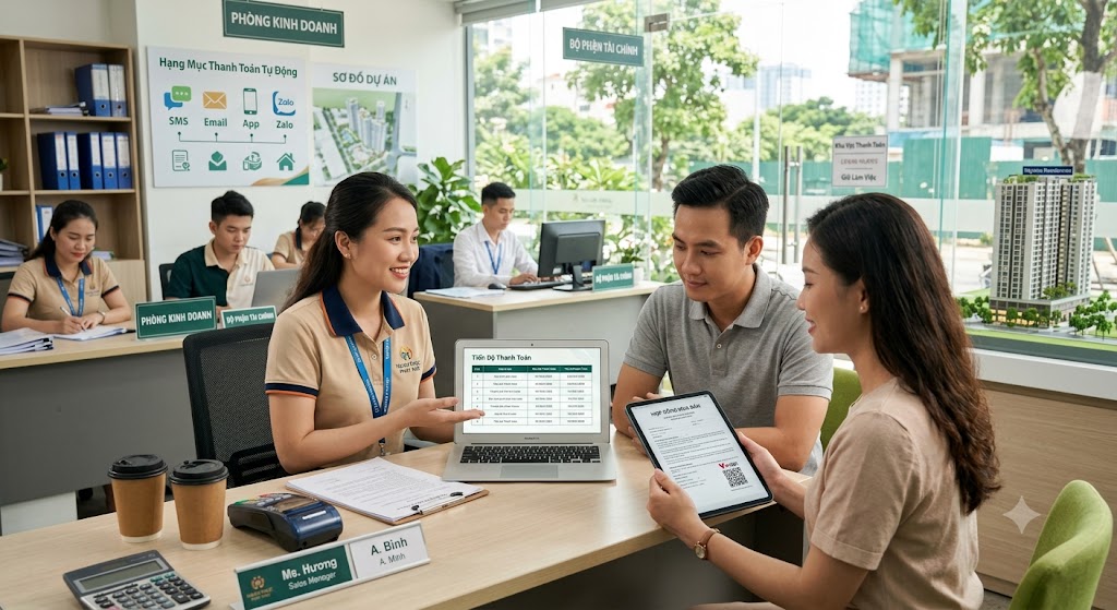 Ảnh 2: lợi ích khi ứng dụng giải pháp nhắc lịch đóng tiền theo tiến độ tự động