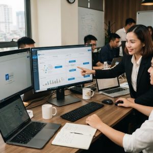 Ảnh 2: quy trình 4 bước thiết lập crm kết nối fanpage facebook cho doanh nghiệp bđs