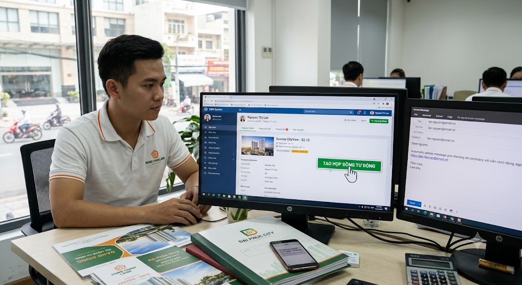 Ảnh 3: quy trình ký hợp đồng bđs tự động trên hệ thống crm