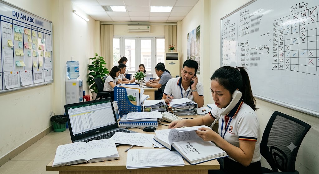 Ảnh 1: thực trạng quản lý & lý do cần giải pháp crm toàn diện cho bất động sản