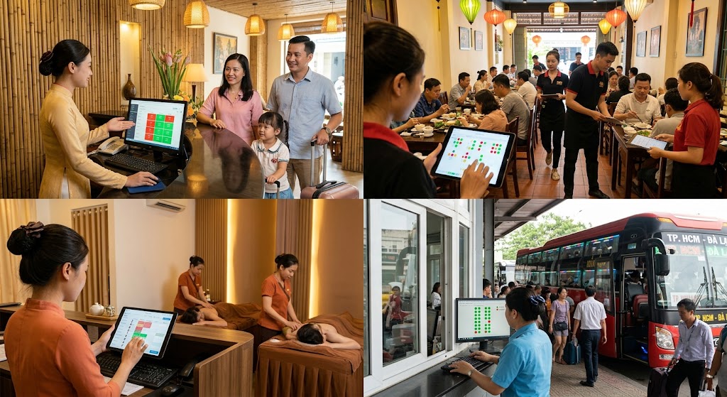 Ảnh 3: ứng dụng của phần mềm quản lý booking realtime theo từng ngành nghề