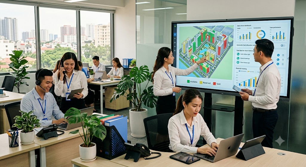 Ảnh 2: vì sao nên dùng phần mềm quản lý sale bất động sản online