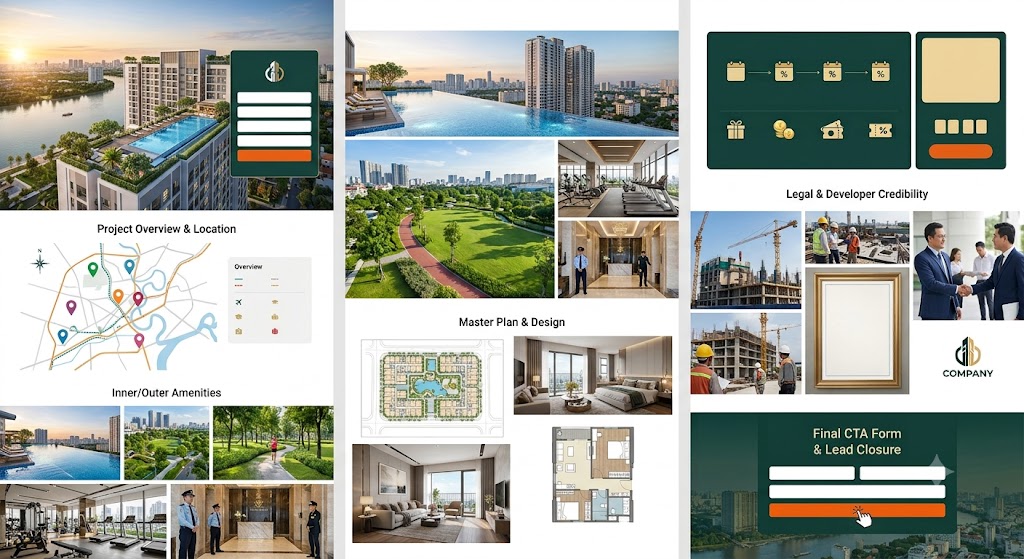 Ảnh 2: cấu trúc khung chuẩn của landing page bđs thu hút lead