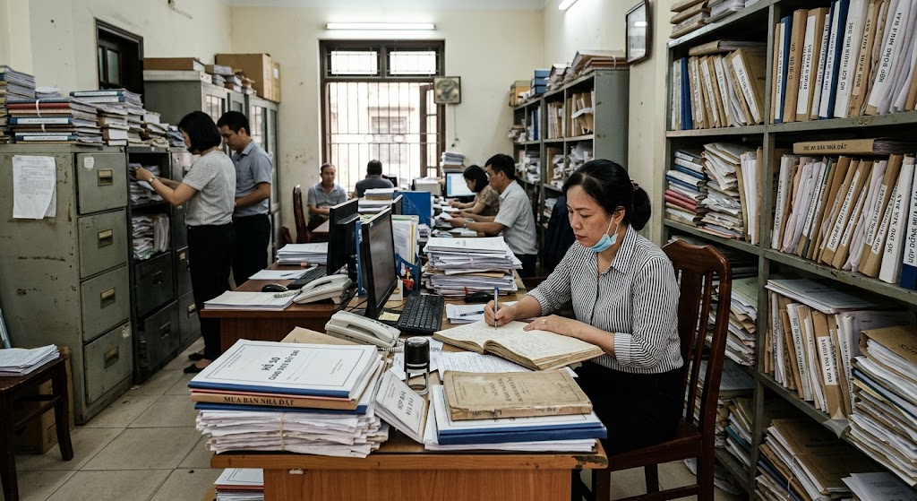 Ảnh 1: những khó khăn của văn phòng công chứng nhà đất khi quản lý thủ công