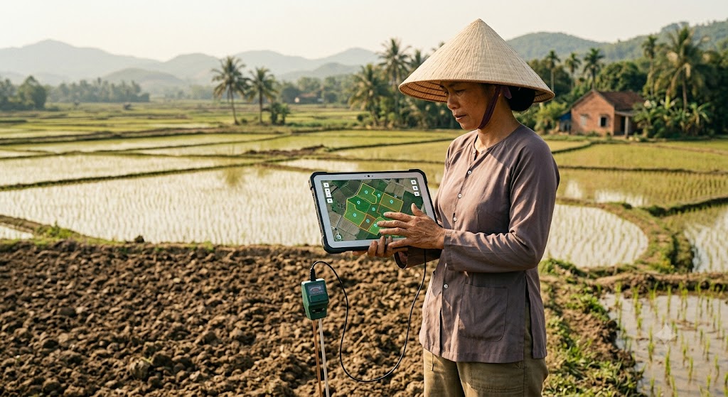 Ảnh 1: phần mềm quản lý đất nông nghiệp giúp tối ưu hóa ranh giới và tài nguyên thổ nhưỡng.