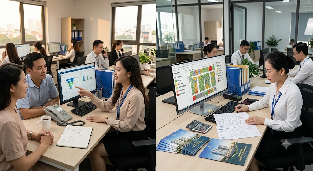 Ảnh 2: so sánh tính năng cốt lõi giữa crm và quản lý sàn